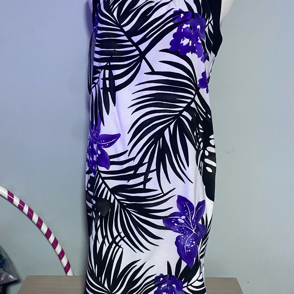 Women’s Black & Purple Floral Swim Cover-Up Dress